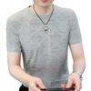 Fabricante Venta al por Mayor Verano Nuevo Camisetas de Moda para Hombre Tops de Verano Manga Corta Jacquard Seda de Hielo Camisetas de Manga Corta