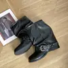 Botas Curtas Empilhadas Versáteis Femininas Botas de Sarja com Fivela Retrô Botas de Verão Moda Feminina Ocidental Estilo Europeu Americano 2026 Rebites