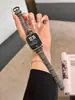 Correa de Cuero con Patrón de Bambú Estilo Emperatriz Occidental Adecuada para Apple iWatch 11ª Generación 10/987Ultrase