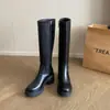 Foto real~ Botas de Cavaleiro de Cano Alto Largas Retrô Femininas 2026 Chegada Nova Outono/Inverno Botas Longas de Salto Grosso Botas Femininas