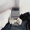 Para Samsung ZFlip3 Plaid capa de telefone dobrável japonês e coreano zflip4 geração arco couro capa protetora de casca dura