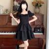 Vestido de Princesa con Mangas Abullonadas, Cuello Cuadrado con Lazo, Cintura Marcada, de Alta Gama, para el Verano