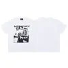 ERD Melancolia Rica Segunda Geração Estilo Americano High Street Estampa de Figura Verão Retrô Camiseta Casual Solta de Manga Curta Masculina e Feminina