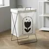 Cesta de Lavandería Sucia con Marco de Hierro Caja de Almacenamiento Grande Cesta Plegable para Ropa Sucia Tela Almacenamiento para el Hogar Baño Cesta de Almacenamiento para Ropa Sucia
