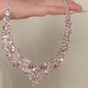 Colar de strass rosa "Galaxy Reverie" 2024 Novo design requintado de luxo leve Corrente de clavícula de princesa escapando