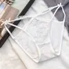 Panty de Malla de Encaje Francés para Mujer Puro Deseo Cintura Baja Lazo Correa Fina Hueco Transpirable Tanga Sexy 6044