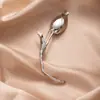 Broche Metálico Exagerado Estéreo Forma de Palma Broche de Tulipa con Lazo Corsage