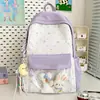 Mochila versátil de color block estilo japonés, bolsa escolar casual de gran capacidad, ita-bag transparente, mochila para portátil, duradera para uso en exteriores