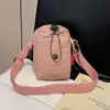 Bolso de Hombro Pequeño de Nuevo Estilo Transfronterizo, Bolso Cubo con Cierre de Cordón Estilo Coreano, Bolso de Hombro Simple, Moderno y Versátil para Viaje, Bolso para Teléfono Móvil