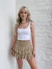 En Stock Venta al por Mayor Moda Europea y Americana Color Sólido Verano para Mujer Nueva Moda Falda Plisada Sexy Chica Caliente Volantes Falda Corta
