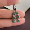 Brincos de Jade Natural Grau A Tipo Gelo Verde Imperial Banhados a Ouro K Cabochão Verde Brilhante Inlaid