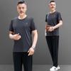Verano nueva camiseta de manga corta para hombre traje deportivo para mediana edad y ancianos Ropa casual de manga corta de seda helada para hombre camiseta interior holgada