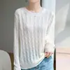 Suéter casual de lana de terciopelo con cuello redondo y tejido de ochos para mujer, suéter rosa de principios de otoño, top corto suelto de alta gama