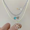Collar Apilable con Flor de Corazón de Cuentas de Colores para Mujer Verano Fresco Nicho Moda Tendencia Cadena para Clavícula Elegante