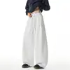 Pantalones de chándal anchos de estilo americano con dobladillo curvo para hombre, pantalones deportivos holgados y fluidos de peso pesado para primavera y otoño, pantalones largos casuales versátiles para hombre