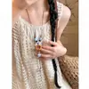 Colar Longo de Cerâmica em Formato de Concha Estilo Étnico para Mulheres, Novo Estilo Chinês de Verão Corrente para Suéter Cordão Decorativo Acessórios para Roupas