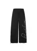 Pantalones de chándal casuales bordados florales retro americanos con pedrería para hombres y mujeres, nuevos pantalones de pierna ancha holgados a la moda de estilo callejero de verano