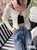 Estilo Europeu e Americano Cool Corrente Listras Verdes Característica Cardigan Feminino Novo Sexy Versátil Millennial Hottie Top Outer