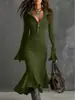 2026 Comercio Exterior Transfronterizo Otoño e Invierno Nueva Ropa para Mujer Estilo Chica Popular Europea y Americana Mangas de Campana Dobladillo de Cola de Pez Corte Ajustado Falda Larga