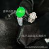 Anillo para mujer con cabeza de leopardo de calcedonia verde hielo incrustada plateada al por mayor, ágata verde yang para mujer, anillo de jade, suministro en vivo