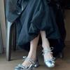 Zapatos Mary Jane con Lazo Estilo Francés Coreano para Mujer, Nuevo Estilo Primavera/Verano 2026, Estilo Elegante Nocturno, Tacones Altos Gruesos