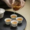 Xícara de Chá Pintada à Mão Estilo Dinastias Tang e Song, Conjunto de Chá Kung Fu, Xícara Única de Cerâmica, Xícara de Chá Doméstica, Felicidade e Contentamento, Sem Preocupações e Tranquilidade