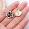 20 Estilos de Flor de Cerezo Negra con Goteo de Aceite Rosa Accesorios para Joyería DIY Aleación Collar Pulsera Colgante Llavero Transfronterizo