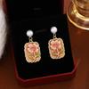 Brincos Elegantes Doce Feminino Estilo Mori Jardim de Monet Francês Retro Gota de Óleo Flor Tridimensional Amor para Mulheres