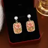 Brincos de amor de flor tridimensional com gotas de óleo vintage francês Monet Garden Mori Brincos elegantes e femininos doces para mulheres