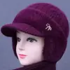 Moda de invierno gorro de lana grueso y cálido con forro polar para ancianos para mujeres, mamá, sombrero para mediana edad y ancianos