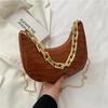 Bolso Pequeño Bolso de Mujer 2021 Nueva Moda Cadena Gruesa Hombro Mano Llevar Textura Estilo Occidental Patrón de Cocodrilo Bolso de Media Luna Retro