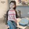 Huzhou Zhili roupas infantis YOJIA camiseta básica infantil primavera e outono 2024 nova cor coreana combinando roupas infantis meninas pura