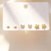 Novedades de Verano: Delicados Pendientes de Circonita Microincrustada, Juego de Tres Pares, Frescos y Dulces, Pendientes Versátiles y Elegantes con Circonita Microincrustada