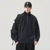 Sudadera de peso pesado de estilo americano de moda con media cremallera para hombre, colección otoño e invierno 2026, corte holgado, cuello alto, manga larga, top versátil y cómodo