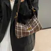Exquisito Bolso de Mano para Mujer Invierno 2026, Nuevo Bolso de Hombro Único a Cuadros, Estilo Vintage, Gran Capacidad, Estampado, para el Trabajo