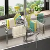 Estante para Paños de Fregadero de Cocina, Estante para Grifo, Organizador Mágico Desmontable, Estante de Almacenamiento para Paños de Cocina, Estante de Drenaje Montado en la Pared