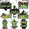 Señales Exteriores Luminiscentes para Halloween 2026: Esqueleto, Lápida, Fantasma, Gato Negro, Prohibido el Paso al Patio Señales