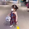 Roupas Infantis Calças para Meninas Fofo Rabo de PomPom Macacão Xadrez Romper 2026 Novo Modelo Fábrica de Roupas Infantis