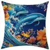 Temu Transfronterizo Nueva Vida Marina Estilo Delfín Lindo Funda de Lino para Cojín Sofá Decorativo Dropshipping