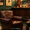 Pub Bar Americano Cadeira de Charuto Retrô Sofá de Bar para Whisky e Charuto Sofá de Couro Individual Sala de Estar Tigre