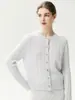 Nueva colección de otoño: Cárdigan de punto de cachemira de estilo sencillo con cuello redondo y patrón de trenzas, con botones de perla, un abrigo suéter cálido para mujer
