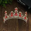 Tiara de Coroa Transfronteiriça para Noivas, Coroa de Diamante Colorido Barroco Vintage de Luxo de Alta Qualidade para Casamentos e Festas de Aniversário
