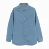 Comercio Exterior Mujer Retro Simple Corea del Sur Holgada Longitud Media Lavado Mezclilla Camisa Camisa Hombro Manga Casual Estilo Coreano Vaca