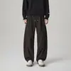 Pantalones casuales de lana gruesa para hombre, nuevo estilo otoño e invierno 2026, pantalones rectos holgados de pierna ancha, pantalones de chándal de lana engrosados para hombre