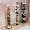 Zapatero para Entrada de Casa Multicapa Zapatero Simple Gabinete Estrecho Pequeño para Zapatos Almacenamiento Zapatero de Metal Ahorro de Espacio Interior para Dormitorio