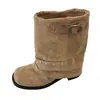 Botines Arrugados Botas Apiladas para Mujer 2026 Nuevas Llegadas de Primavera Moda Europea y Americana Tacón Grueso Hebilla Adelgazantes Botines Cortos Pequeños de Moda