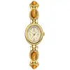 Nuevo Reloj de Mujer Goldie Retro Caja Dorada Piedra Ojo de Tigre Esfera Ovalada Cuarzo Resistente al Agua Reloj de Cuarzo Lujo Ligero Reloj de Nicho