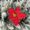 Fio de Luz Colorido LED Acessórios Flor de Natal Flor Artificial Pingente de Luz Decorativo Flor Folha Verde Flor de Natal de 4 Camadas Poinsétia