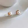 Pendientes de Perla de Gama Alta de Nicho, Elegantes y Sencillos, Pendientes de Perla Color Champaña
