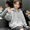 Chaqueta con capucha y cremallera de lunares con estilo dulce y personalidad para niñas, nueva de primavera y otoño, cárdigan con capucha informal